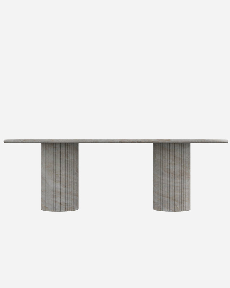 Natural Stone Taj Mahal Dining Table with Petal Base