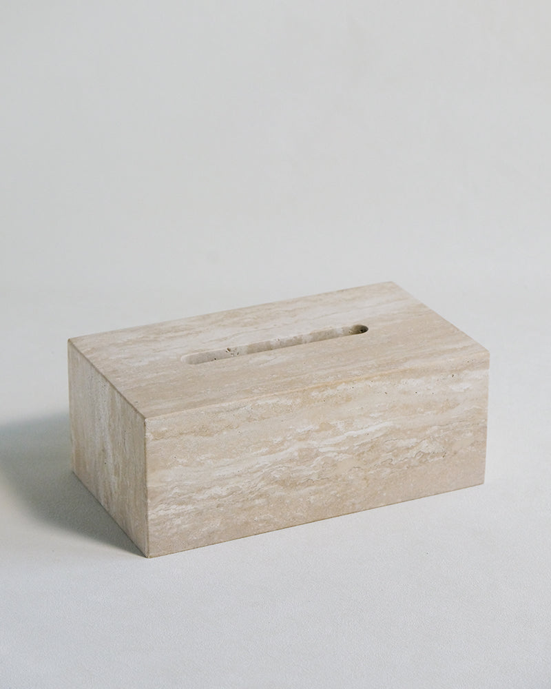 Natural White Travertine Tissue Box