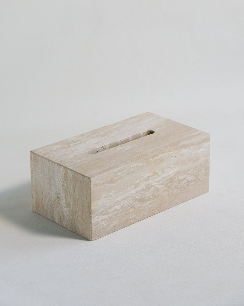 Natural White Travertine Tissue Box