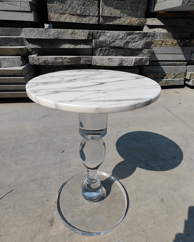 Arabescato marble side table