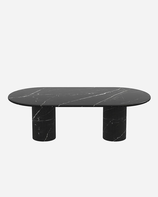 Nero Margiua Marble Dining Table with Petal Base