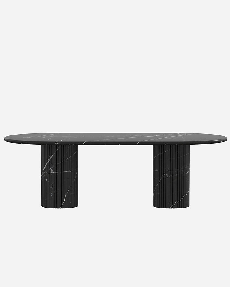 Nero Margiua Marble Dining Table with Petal Base