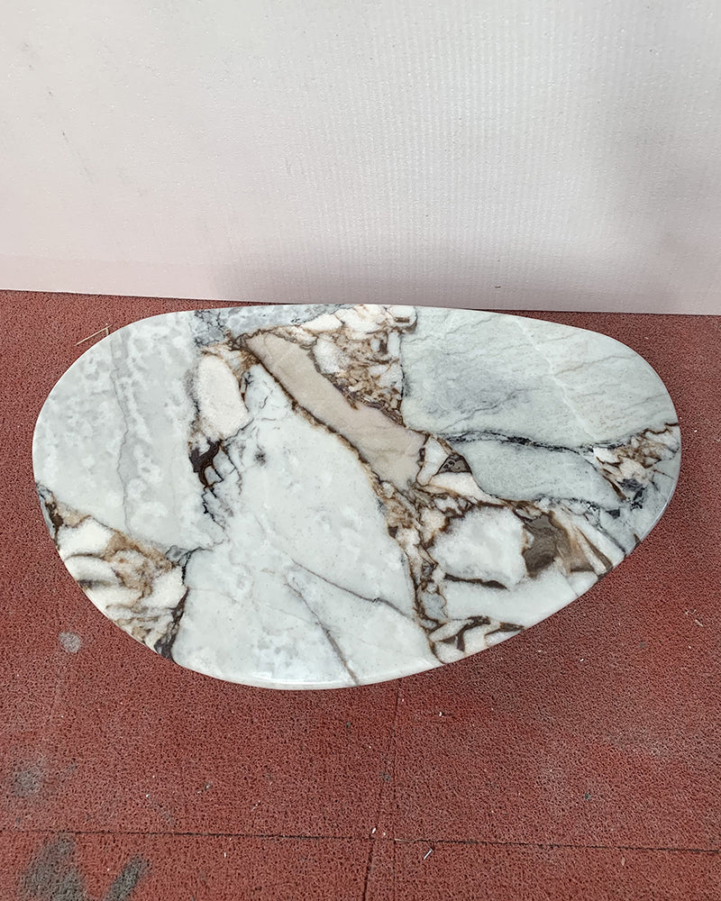 Natural Marble Ocean Storm Organic Egg Shape Coffee Table
