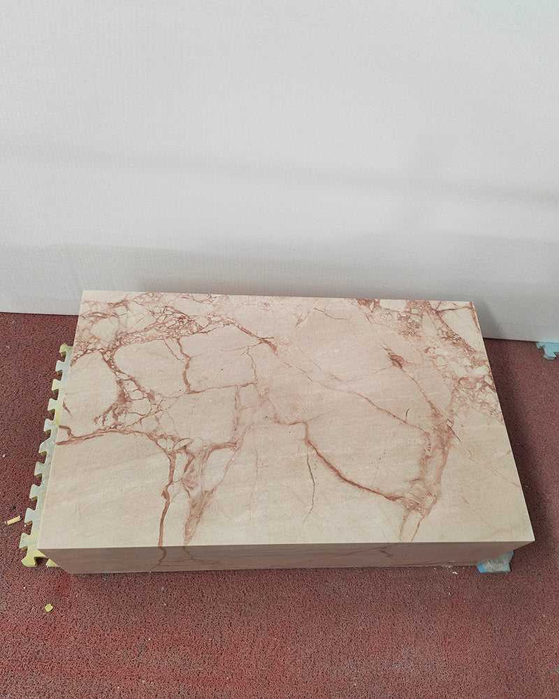 Pink Rose Marble Rectangle Plinth Coffee Table