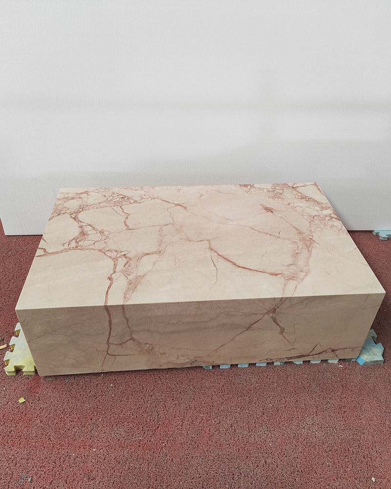 Pink Rose Marble Rectangle Plinth Coffee Table