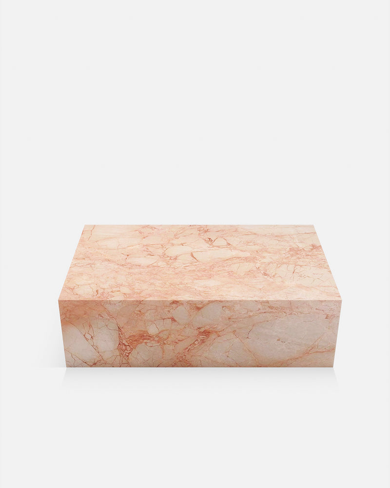 Pink Rose Marble Rectangle Plinth Coffee Table