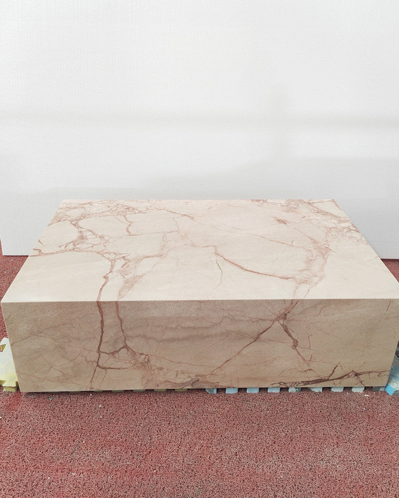 Pink Rose Marble Rectangle Plinth Coffee Table