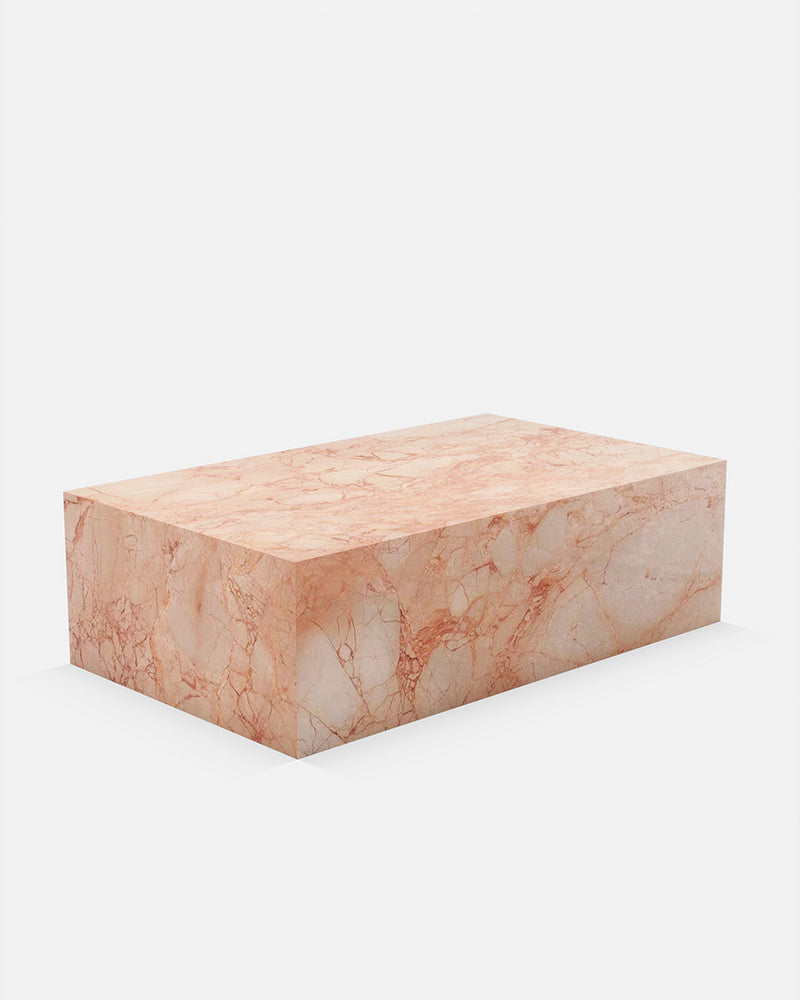 Pink Rose Marble Rectangle Plinth Coffee Table