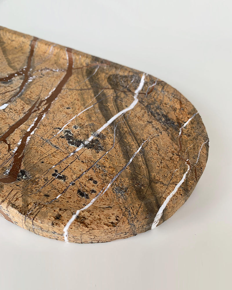 Rainforest Brown Square Round Marble Tray