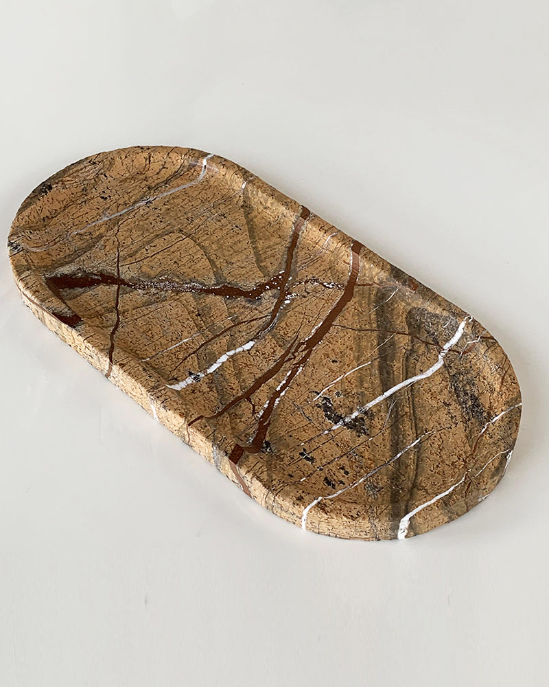 Rainforest Brown Square Round Marble Tray