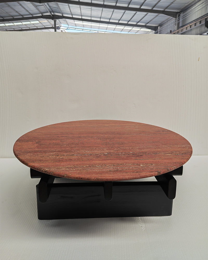 Red Travertine Round Creative Coffee Table