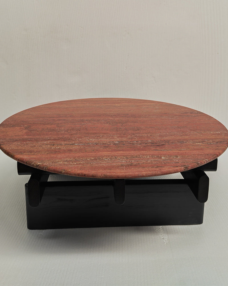 Red Travertine Round Creative Coffee Table