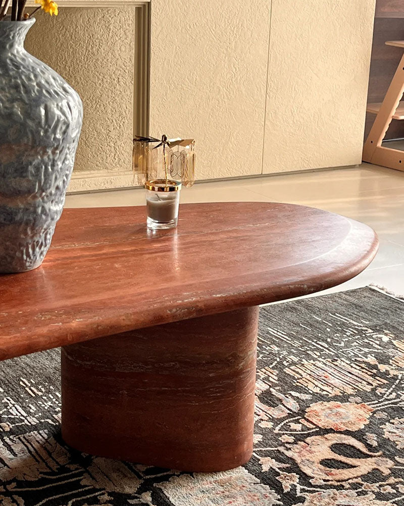 Red Travertine Coffee Table