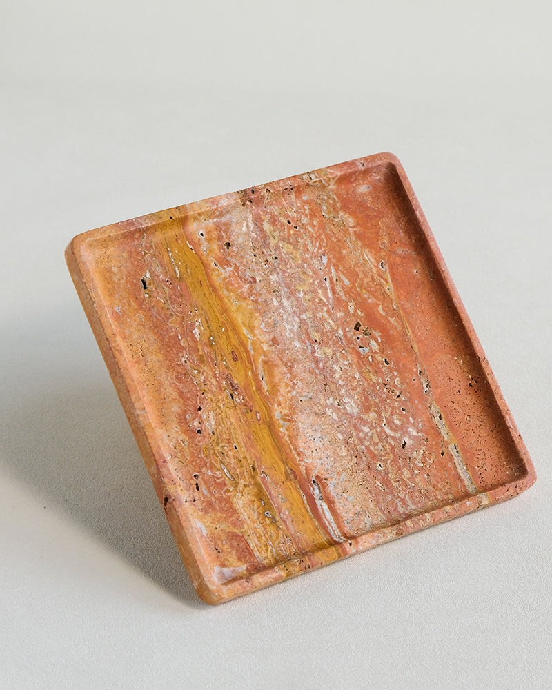 Red Travertine Marble Tray