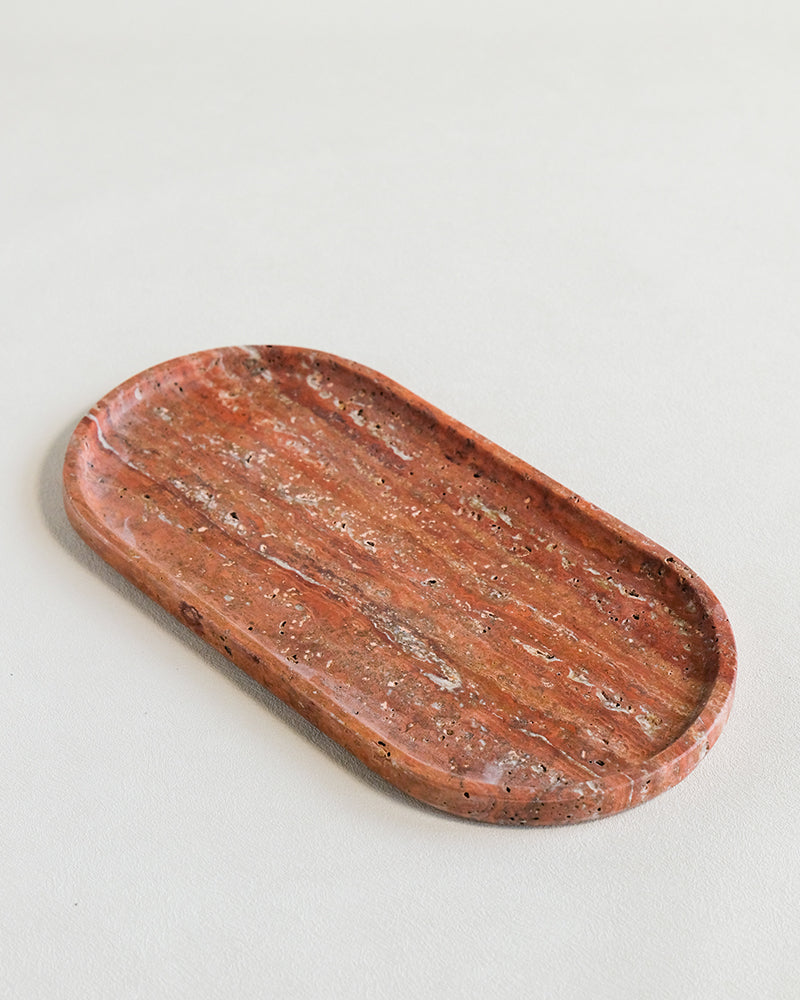 Red Travertine Marble Tray