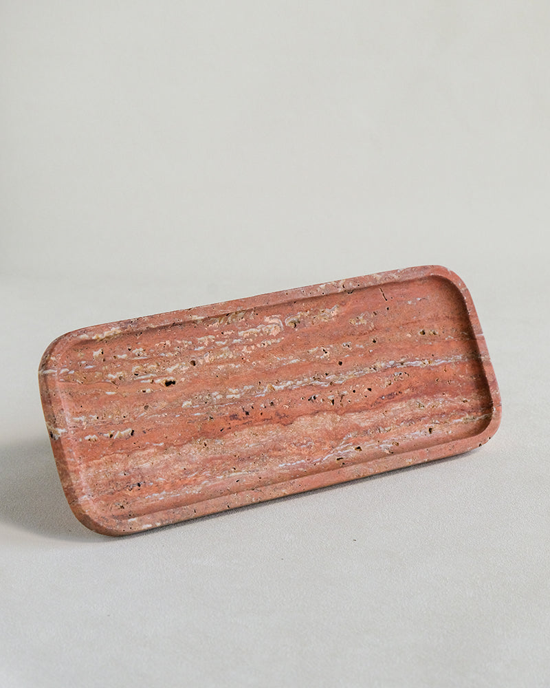 Red Travertine Marble Tray