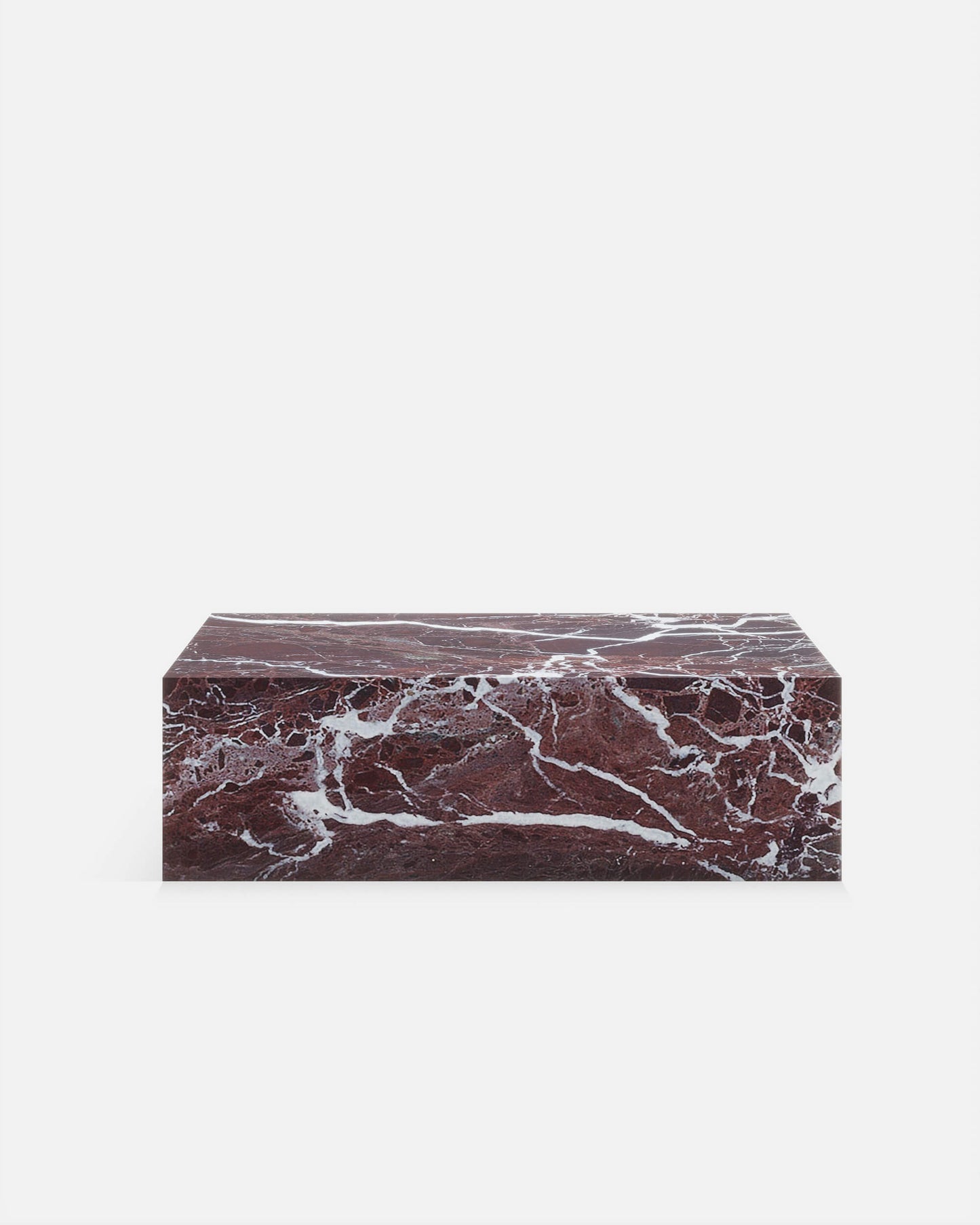 Rosso Levanto Marble Rectangle Plinth Coffee Table