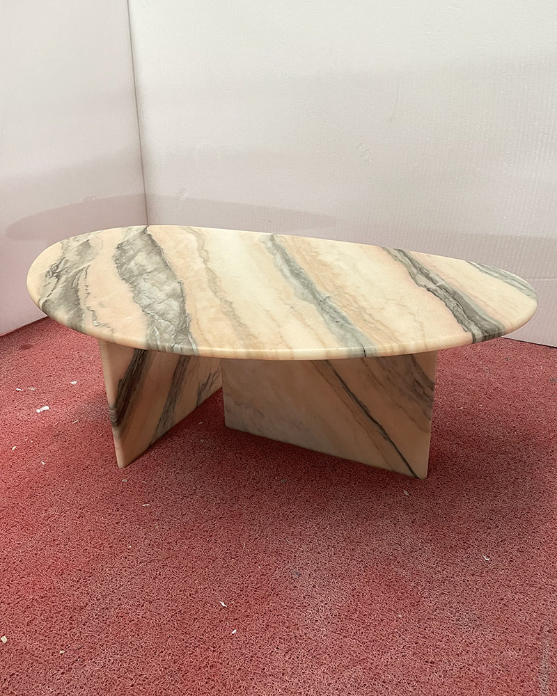 Natural Marble Rosso Portugal Organic Egg Shape Coffee Table