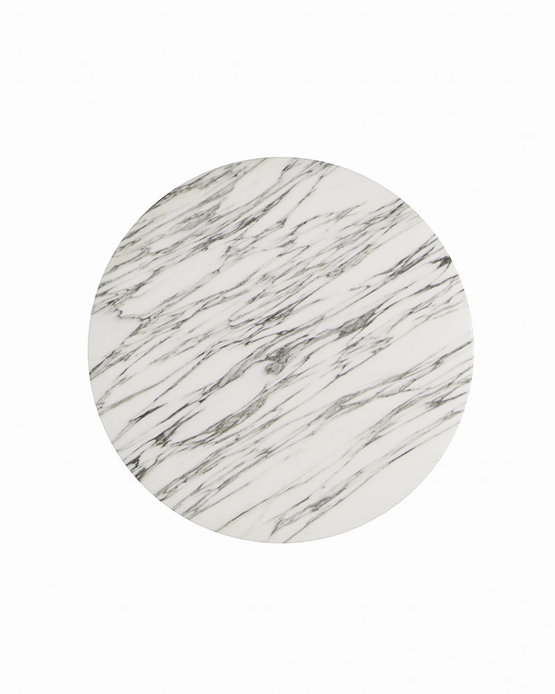 Round Arabescato Marble Dining Table with Hexagon Base