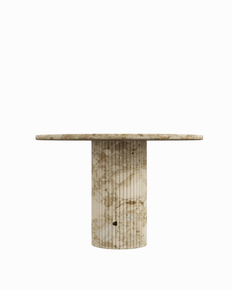 Round Kunis Breccia Dining Table with Petal Base