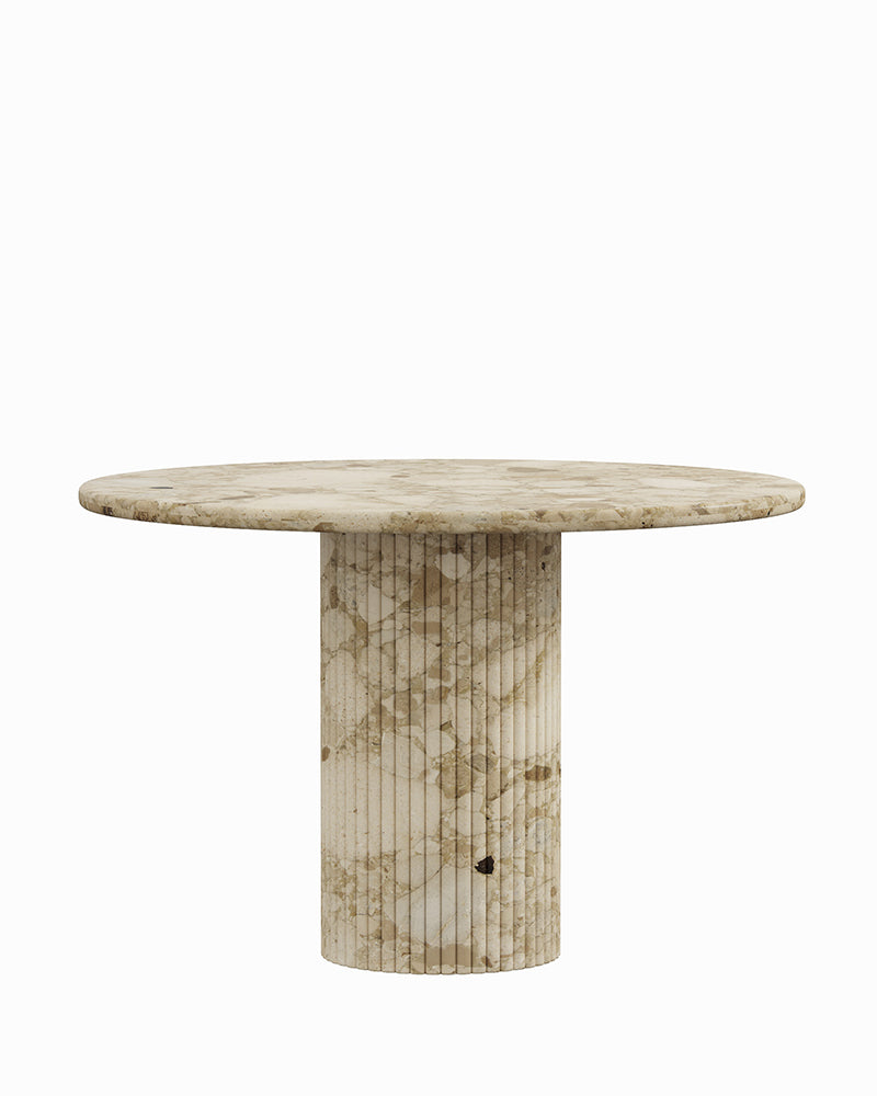 Round Kunis Breccia Dining Table with Petal Base