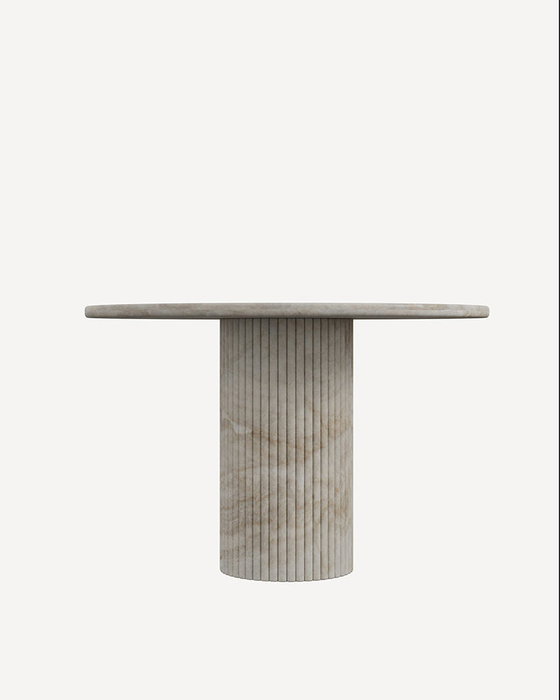 Round Natural Stone Taj Mahal Dining Table with Petal Base