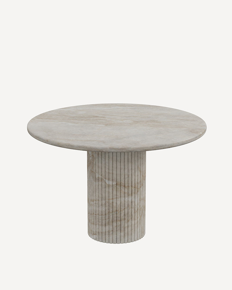Round Natural Stone Taj Mahal Dining Table with Petal Base