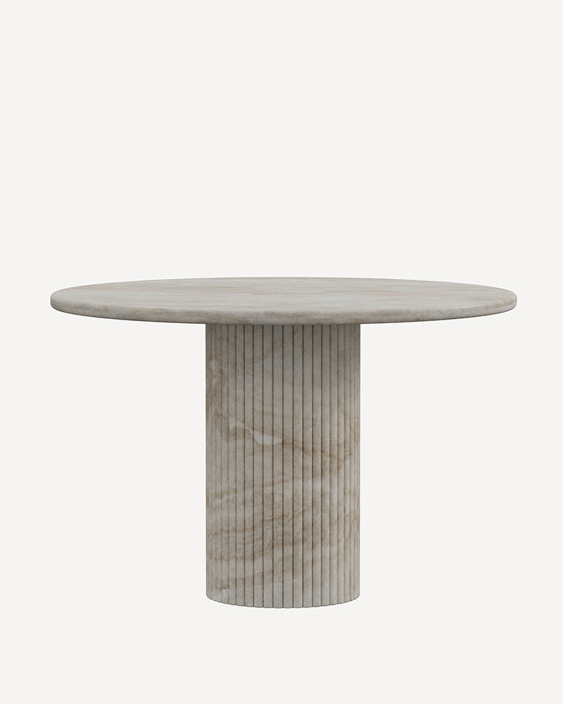 Round Natural Stone Taj Mahal Dining Table with Petal Base