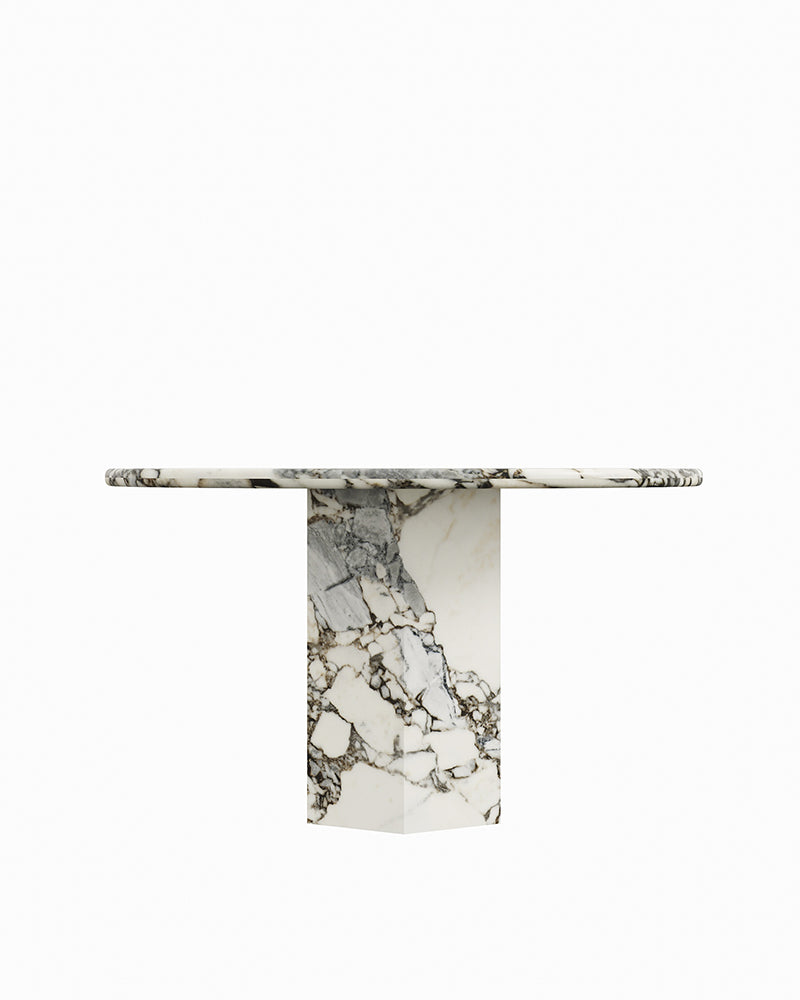Round Ocean Storm Marble Dining Table with Hexagon Base