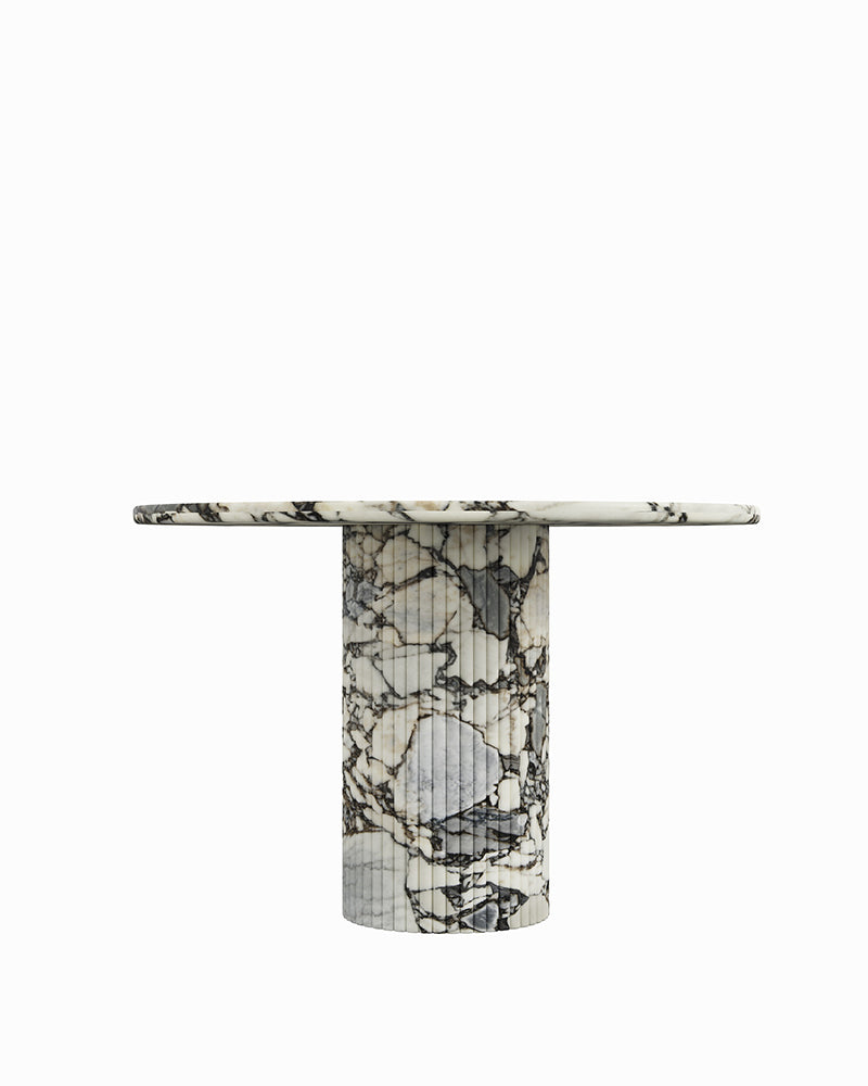 Round Ocean Storm Marble Dining Table with Petal Base