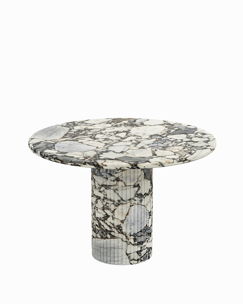 Round Ocean Storm Marble Dining Table with Petal Base