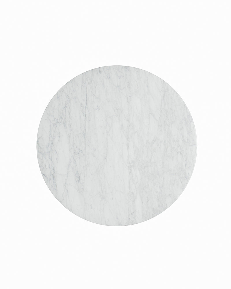 Round White Carrara Marble Dining Table with Hexagon Base