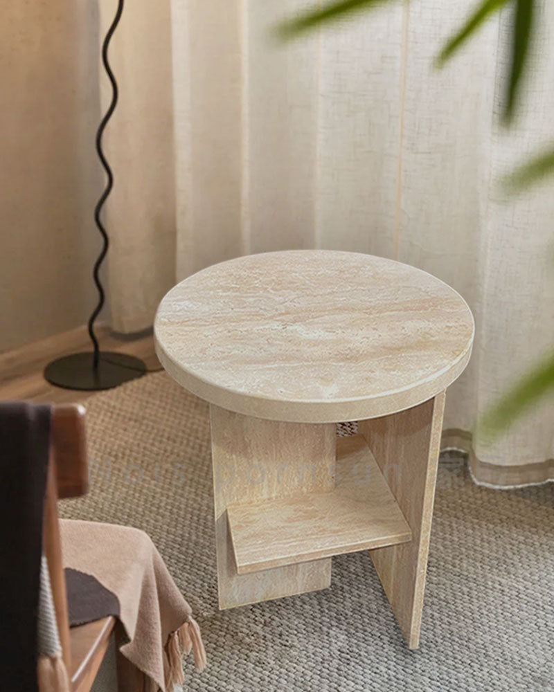 Beige Travertine Side table