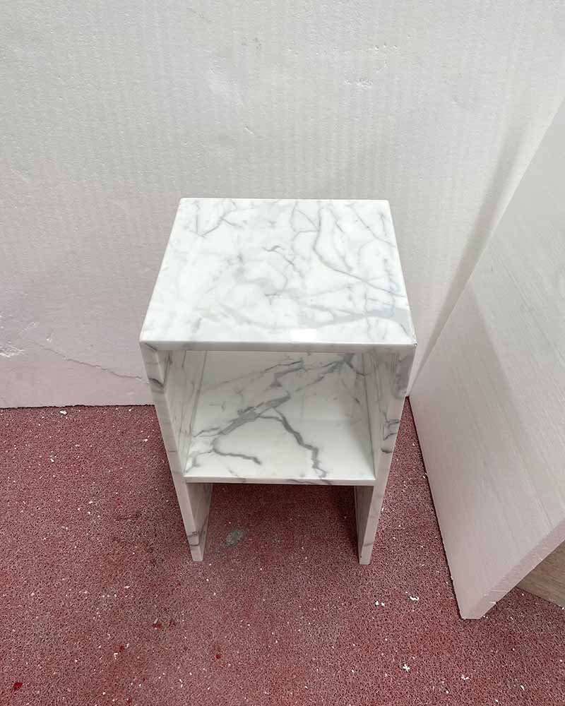Bianco Statuario Venato Marble Polished Side Table