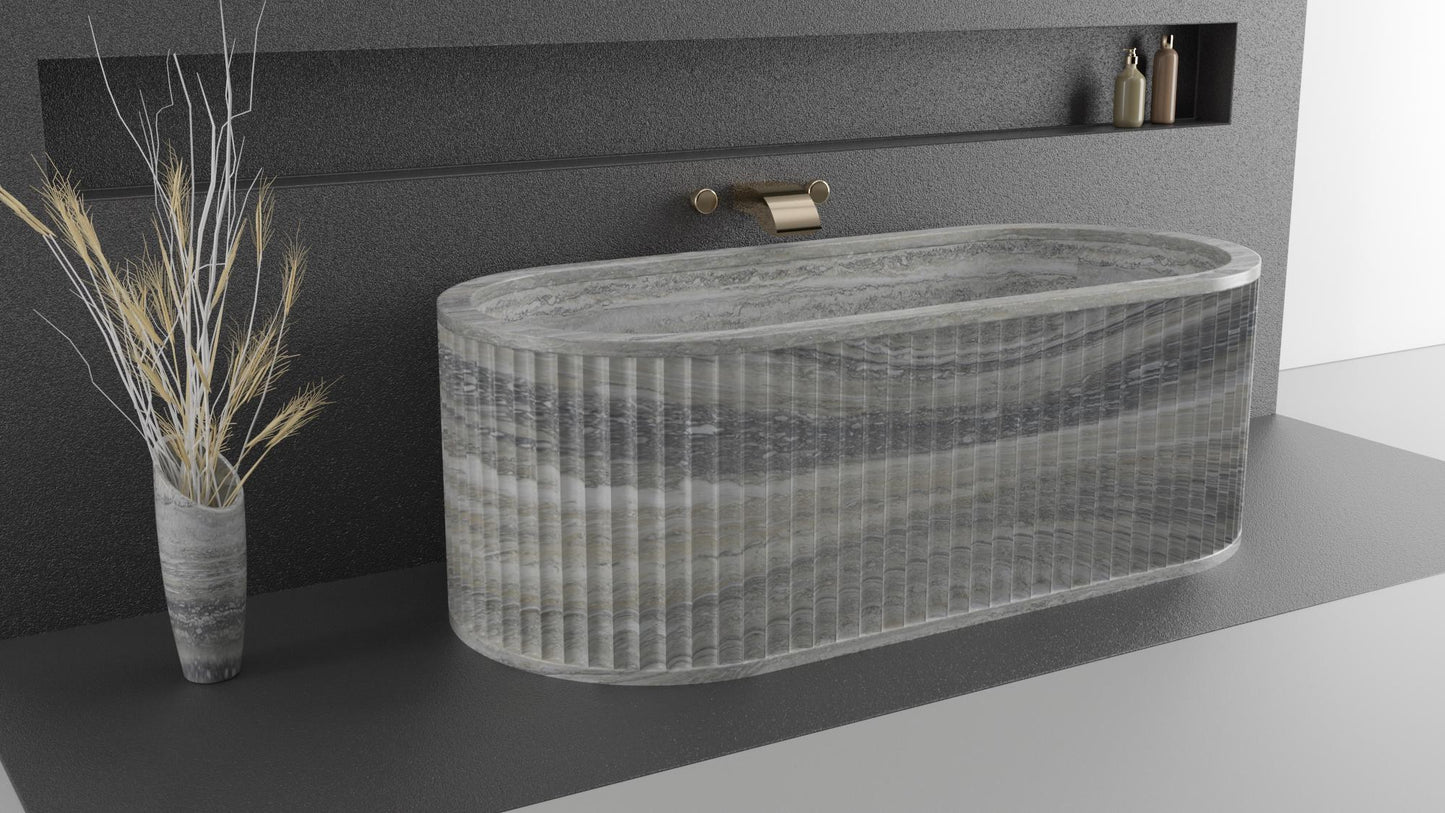 Silver Travertine Bathtub| Stone Bathtub |Luxury Modern Bathtub