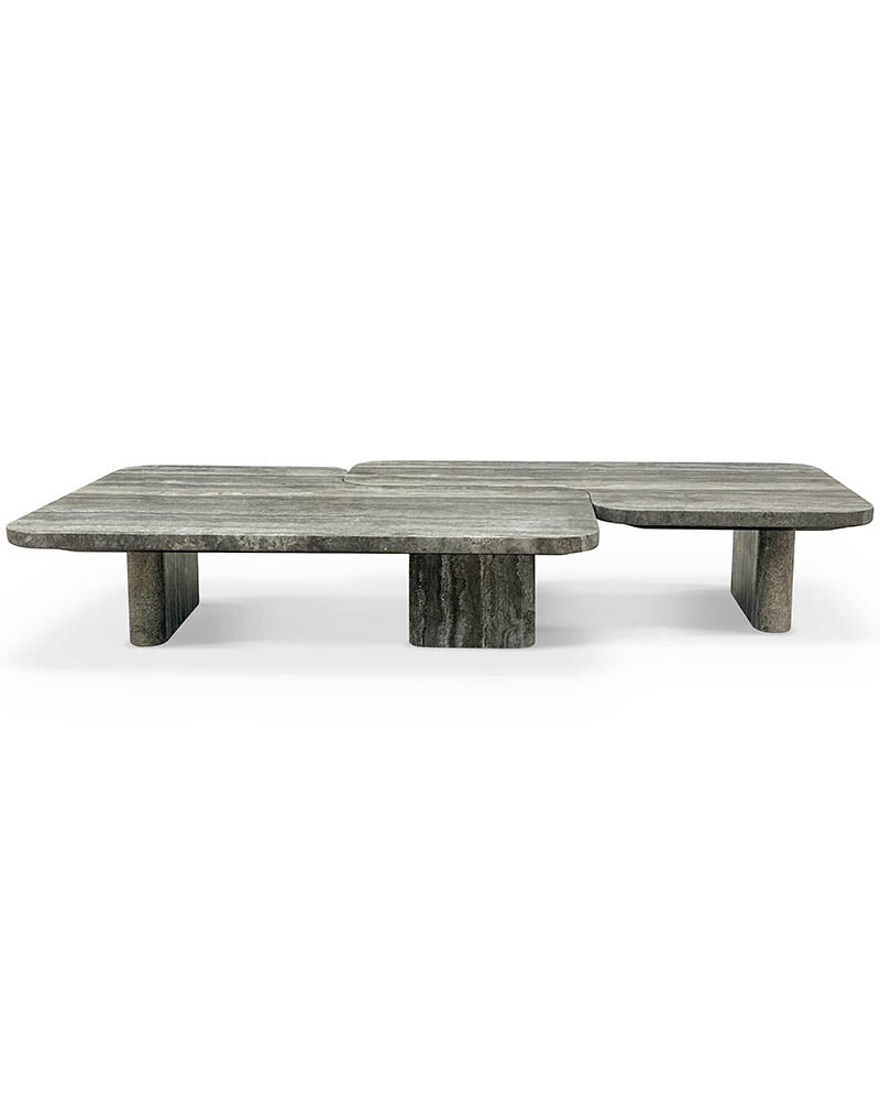 Silver Travertine Rectangle coffee table Set