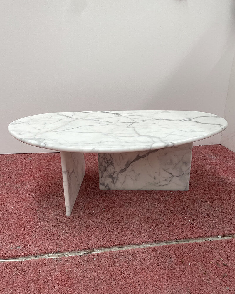 Bianco Statuario Venato Organic Egg Shape Polished Coffee Table