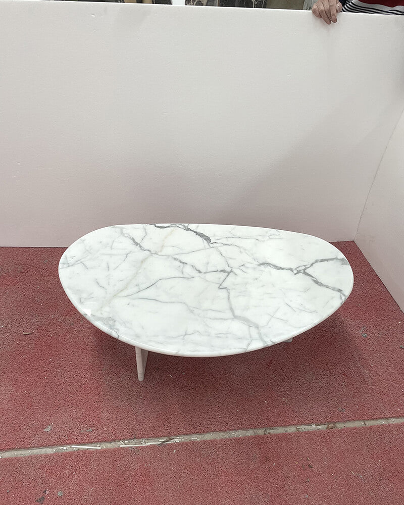 Bianco Statuario Venato Organic Egg Shape Polished Coffee Table