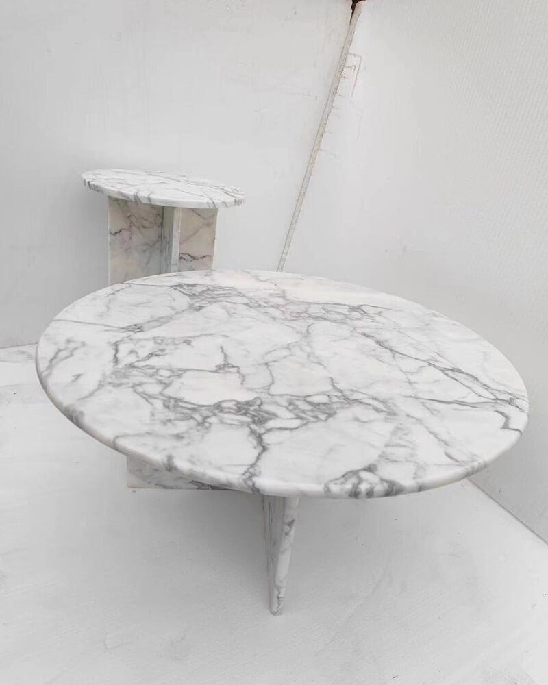 Bianco statuario venato coffee table and side table set