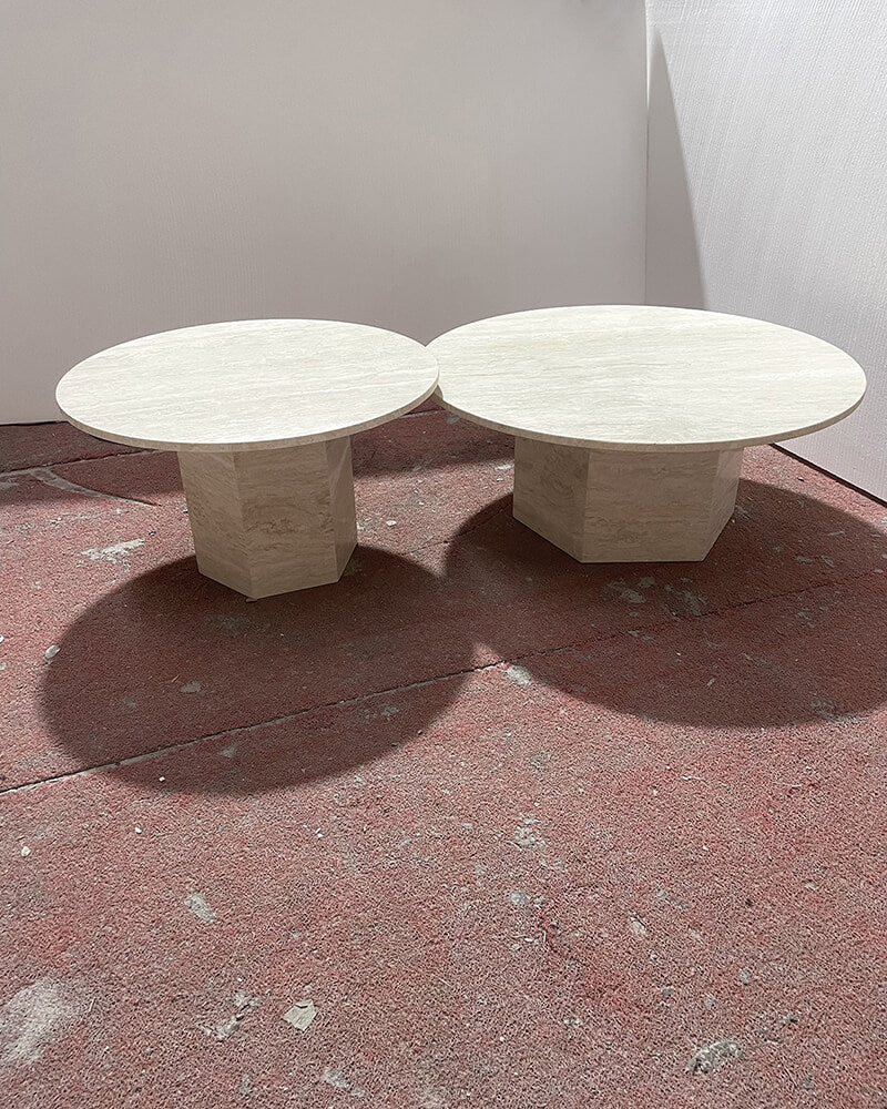 beige travertine round Coffee Table