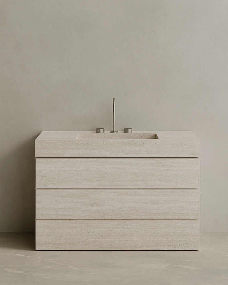 Natural Marble Bathroom Vanity with Drawer | Single Sink Vanity Cabinet | 125 × 49.8 × 83.5 cm