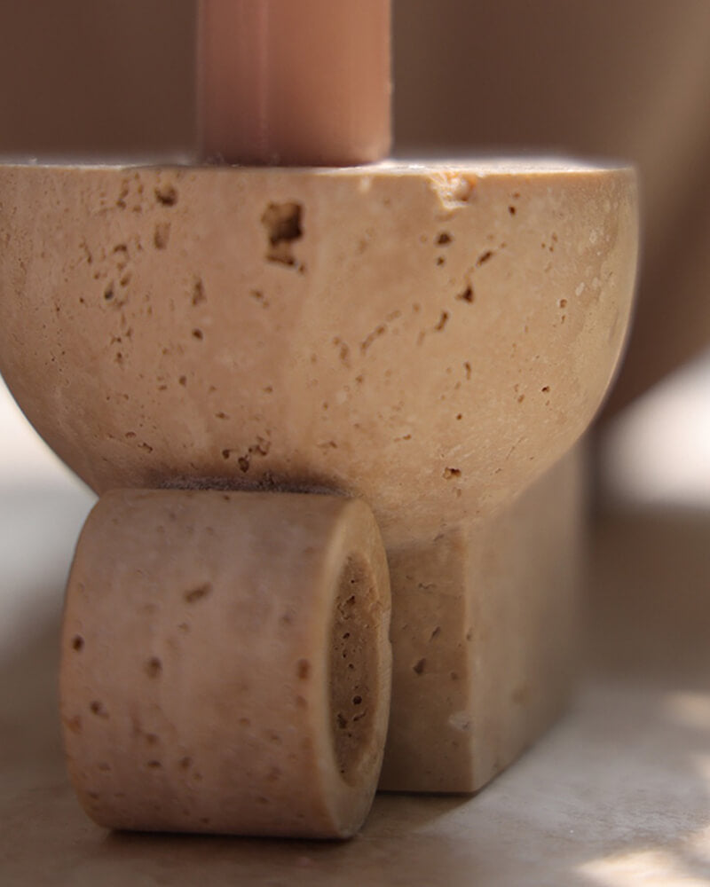 Travertine Candle Holder
