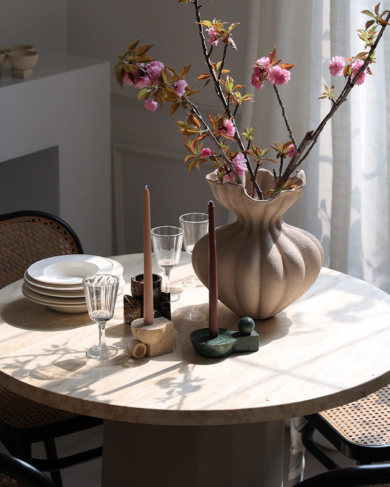 Travertine Candle Holder