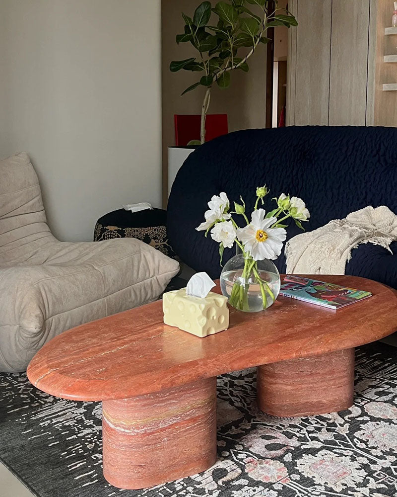 Red Travertine Coffee Table