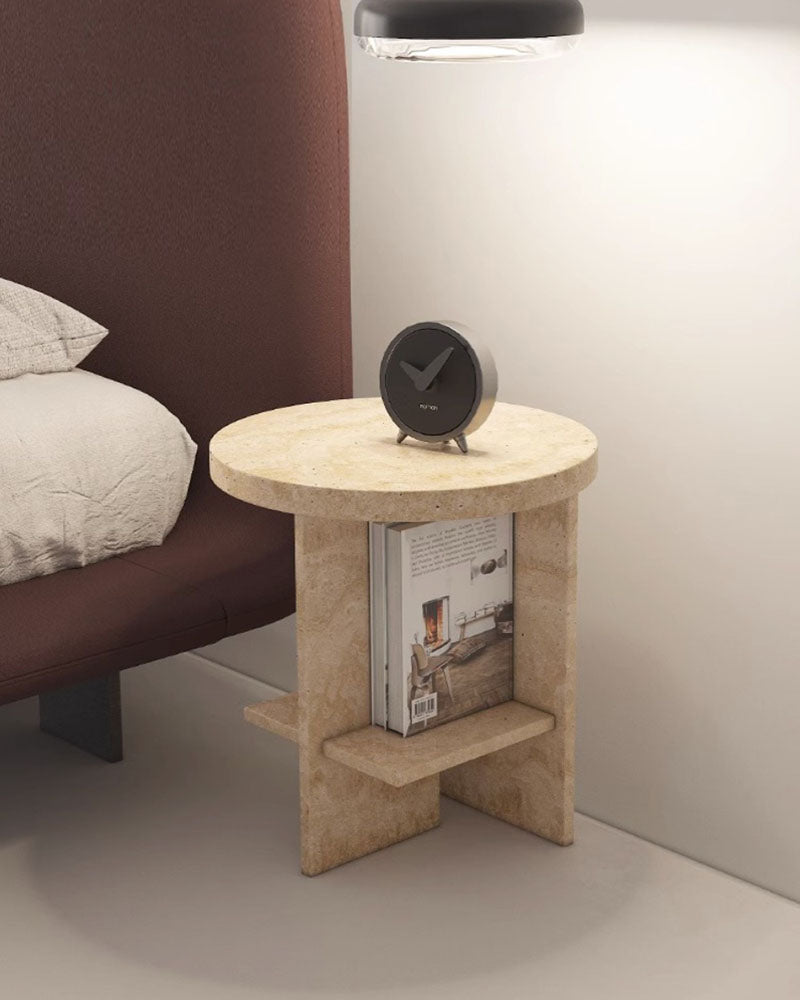 Beige Travertine Side table