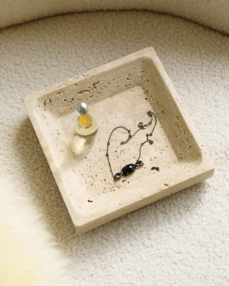 Travertine Square Storage Tray