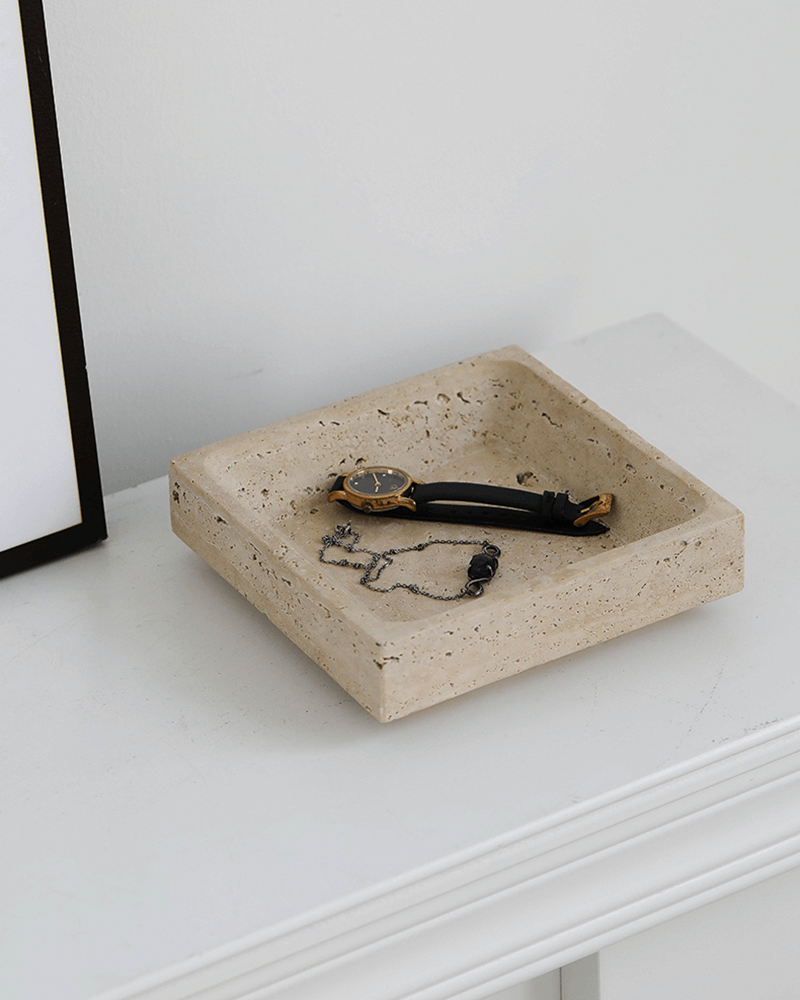 Travertine Square Storage Tray