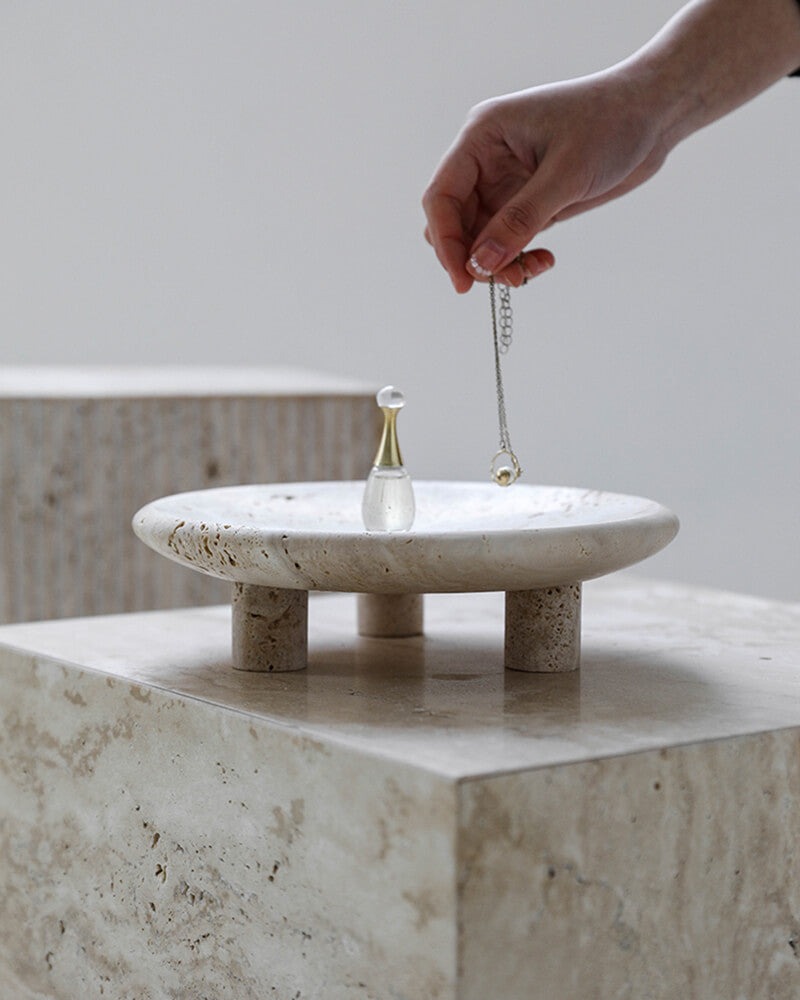White Travertine Tripod Base Storage