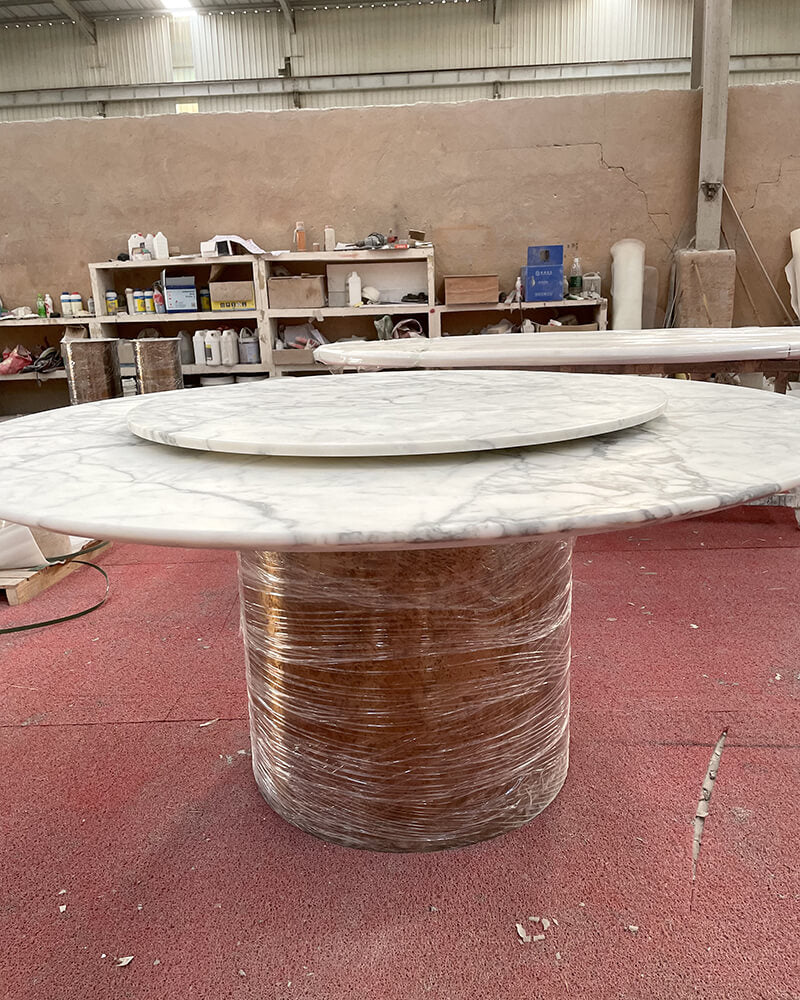 Bianco statuario venato marble dining table