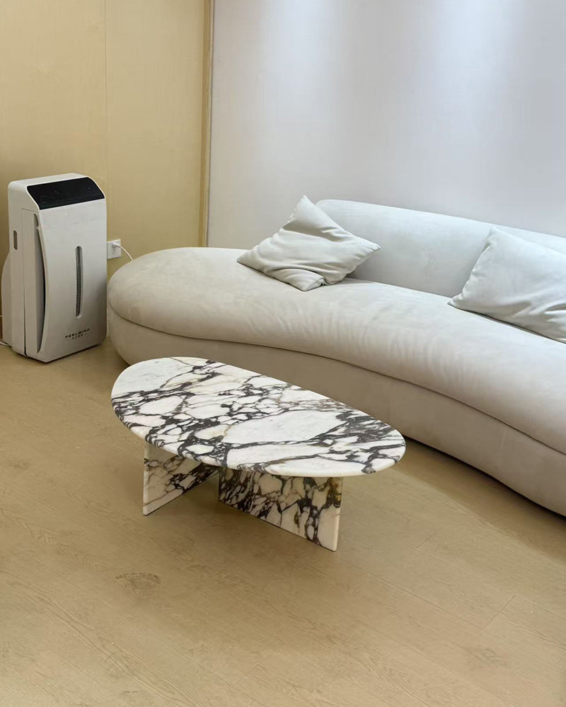Natural Marble Calacatta Viola Organic Egg Shape Coffee Table